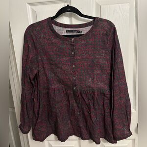 Gudrun Sjoden | Ottillia Blouse Top Red Petals Pockets‎ Women’s Sz S